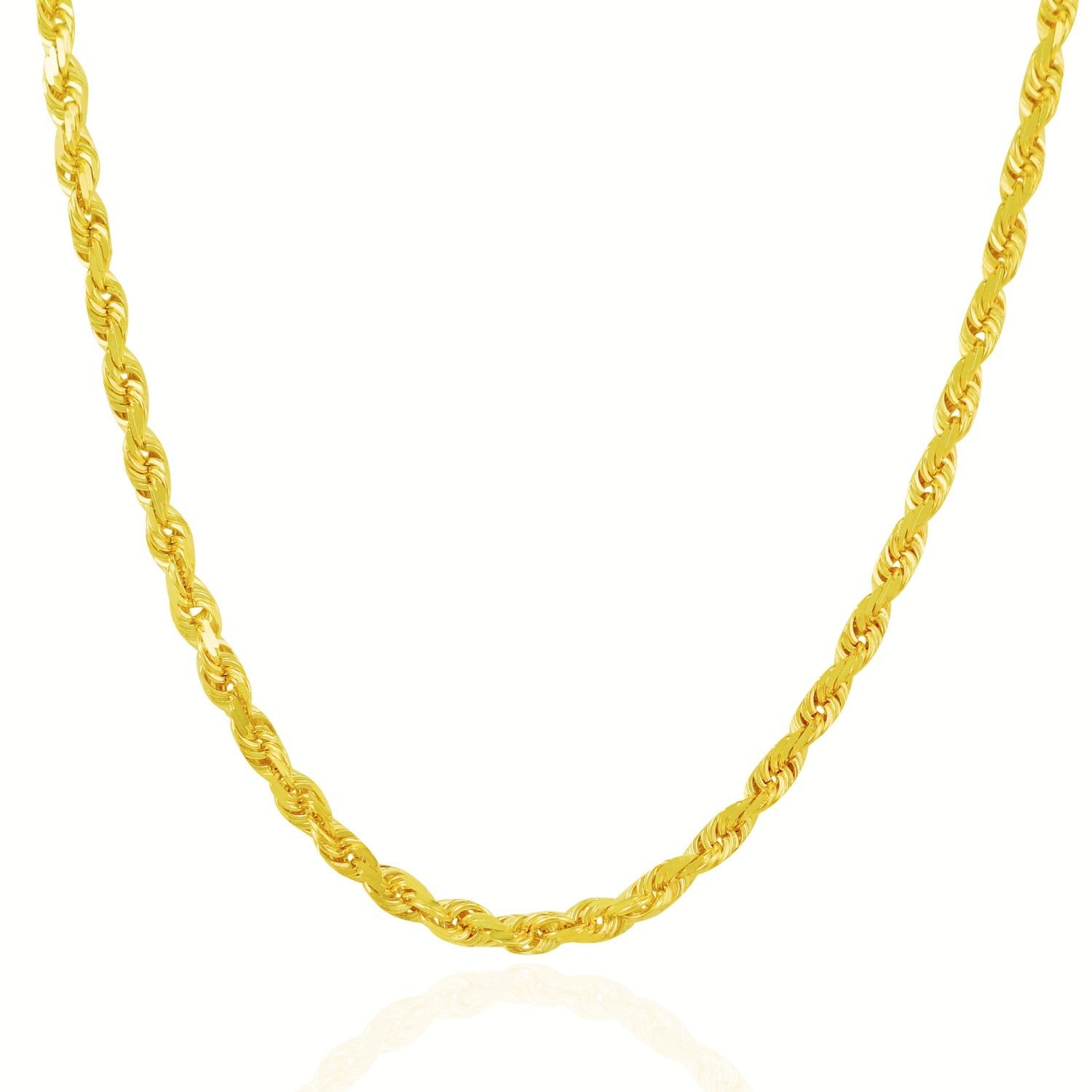 14k Yellow Gold Solid Diamond Cut Rope Chain (5.00 mm) in a sleek high-contrast midnight luxury editorial style